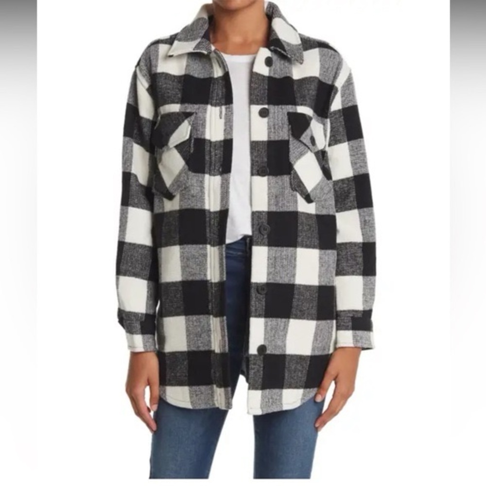 RDI Buffalo Plaid Black And White Shirt Jacket Size Small